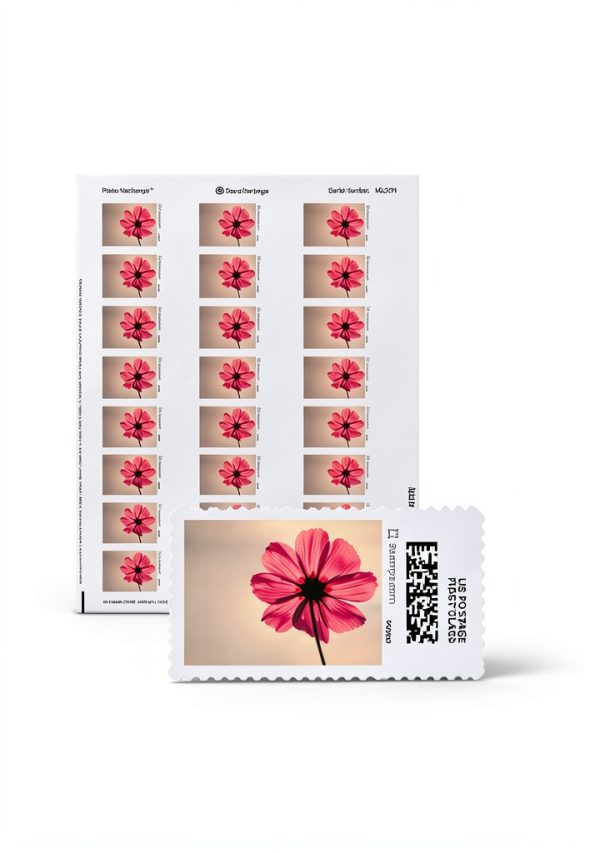 Stamps.com Pink Cosmos Netstamps 5 Sheet Postage Labels-0