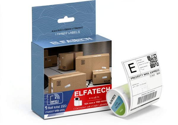 Elfatech 4x6 Direct Thermal Shipping Labels 220 per Roll White Paper-0