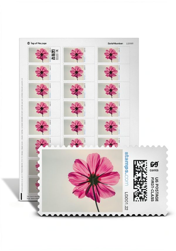Stamps.com Pink Cosmos Netstamps 5 Sheet Postage Labels-1