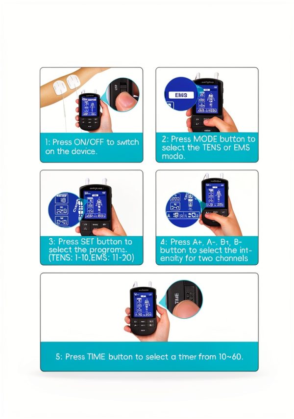 Comfytemp TENS Unit Muscle Stimulator with Dual Channels 20 Levels-7