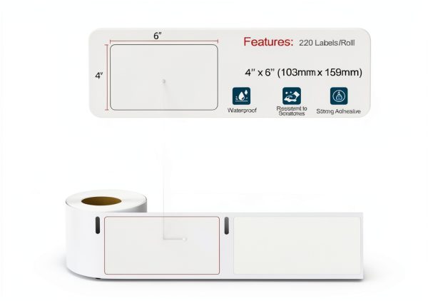 Elfatech 4x6 Direct Thermal Shipping Labels 220 per Roll White Paper-2