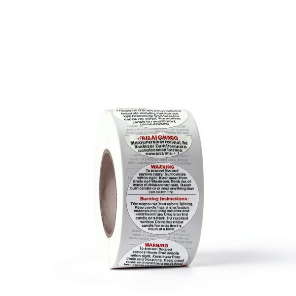 White Candle Warning Labels BWESOO 1-Inch Vinyl Safety Stickers-2