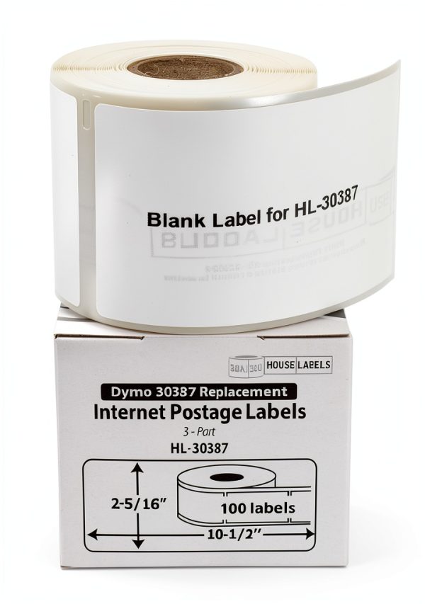 Internet Postage Labels 2-5/16 x 10-1/2" HouseLabels 3‑Part 100‑Label-5